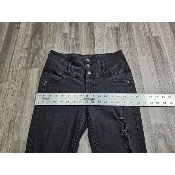 (3/$35) Refuge Womens Size 4 Distressed Skinny Black Denim Jeans - Picture 7 of 10